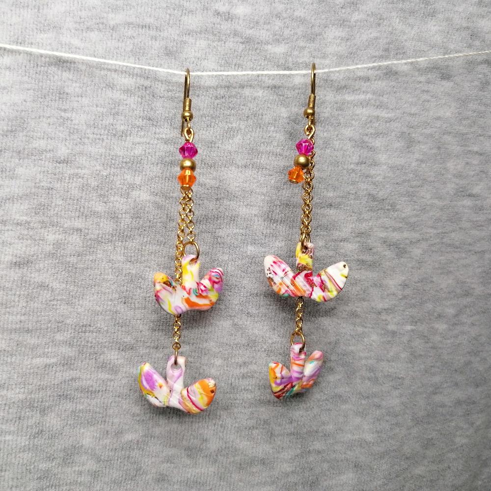 Boucle d'oreille _ "Arc en Ciel Touch" 10b