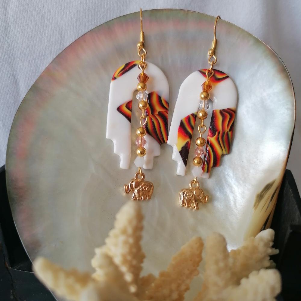 Boucle d'oreille _ "Terre de feu" 3a