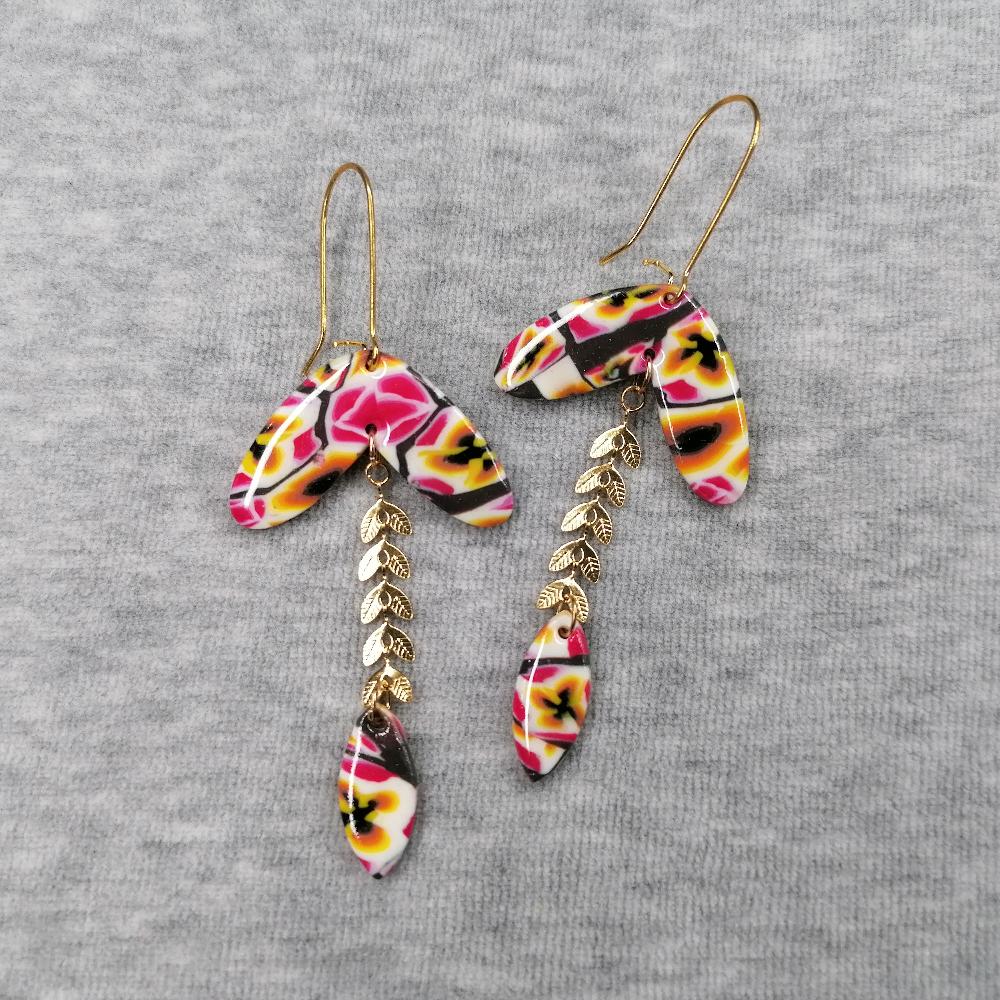 Boucle d'oreille _ "Lipstick Polychrome" 5c