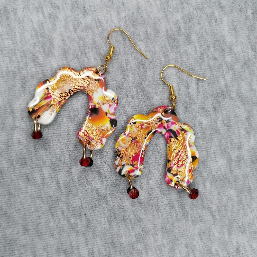 Boucle d'oreille _ "Lipstick Polychrome" 9c