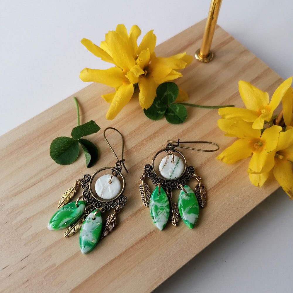 Boucle d'oreille polymère - Saint Patrick 2b