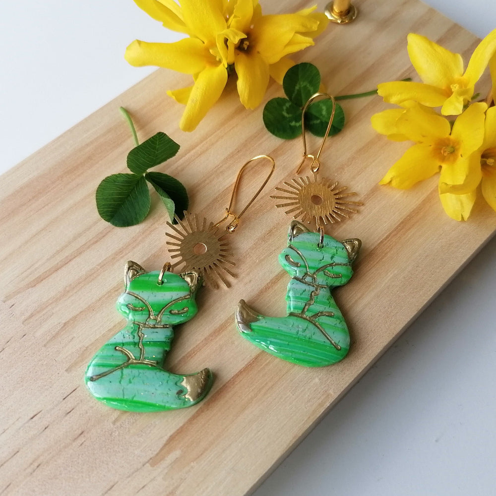 Boucle d'oreille polymère - Saint Patrick 6b