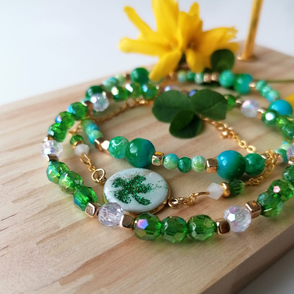 Parure complète n° 3 - bague + 3 bracelets + boucle d'oreille modèle 8