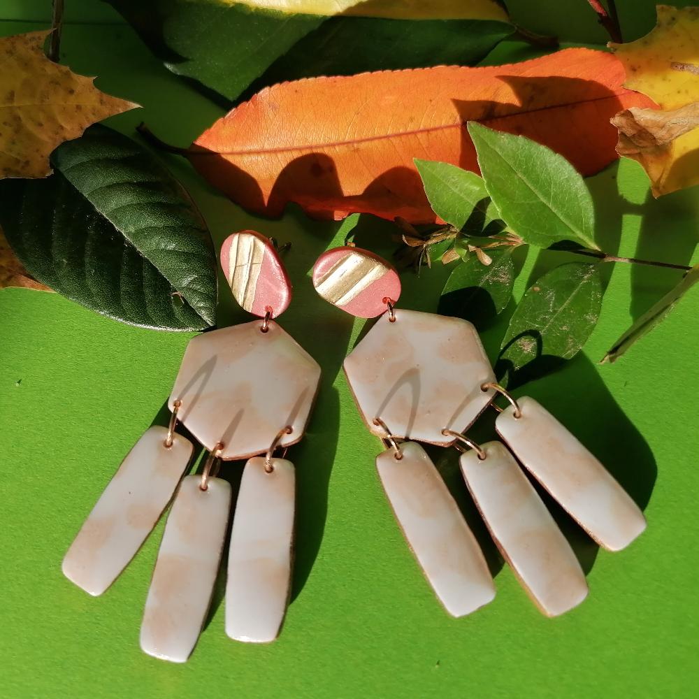 Boucle d'oreille _ "Nébuleuses d'Automne" 3d
