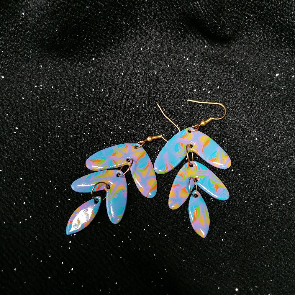 Boucle d'oreille _ "Pétillantes" Bleu 3f