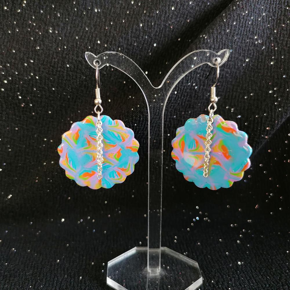 Boucle d'oreille _ "Pétillantes" Bleu 5b