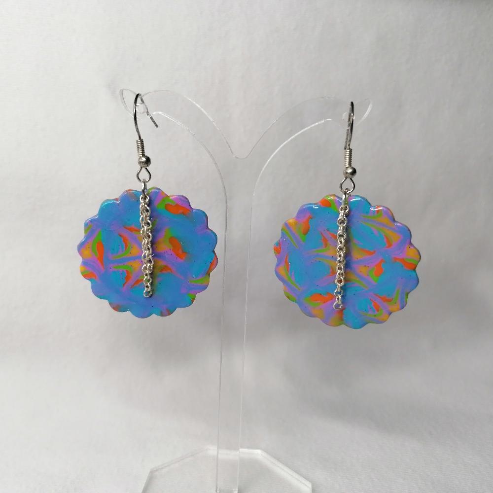 Boucle d'oreille _ "Pétillantes" Bleu 5d
