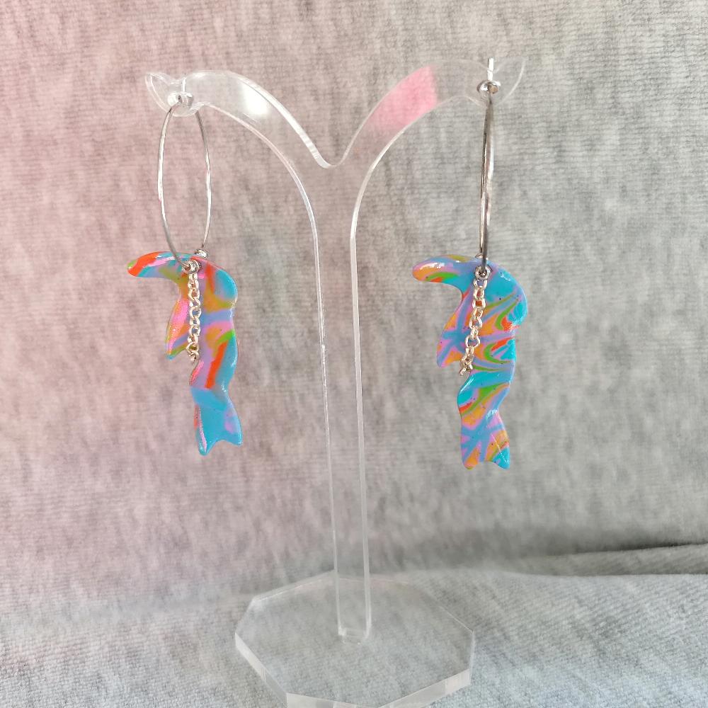 Boucle d'oreille _ "Pétillantes" Bleu Toucan c