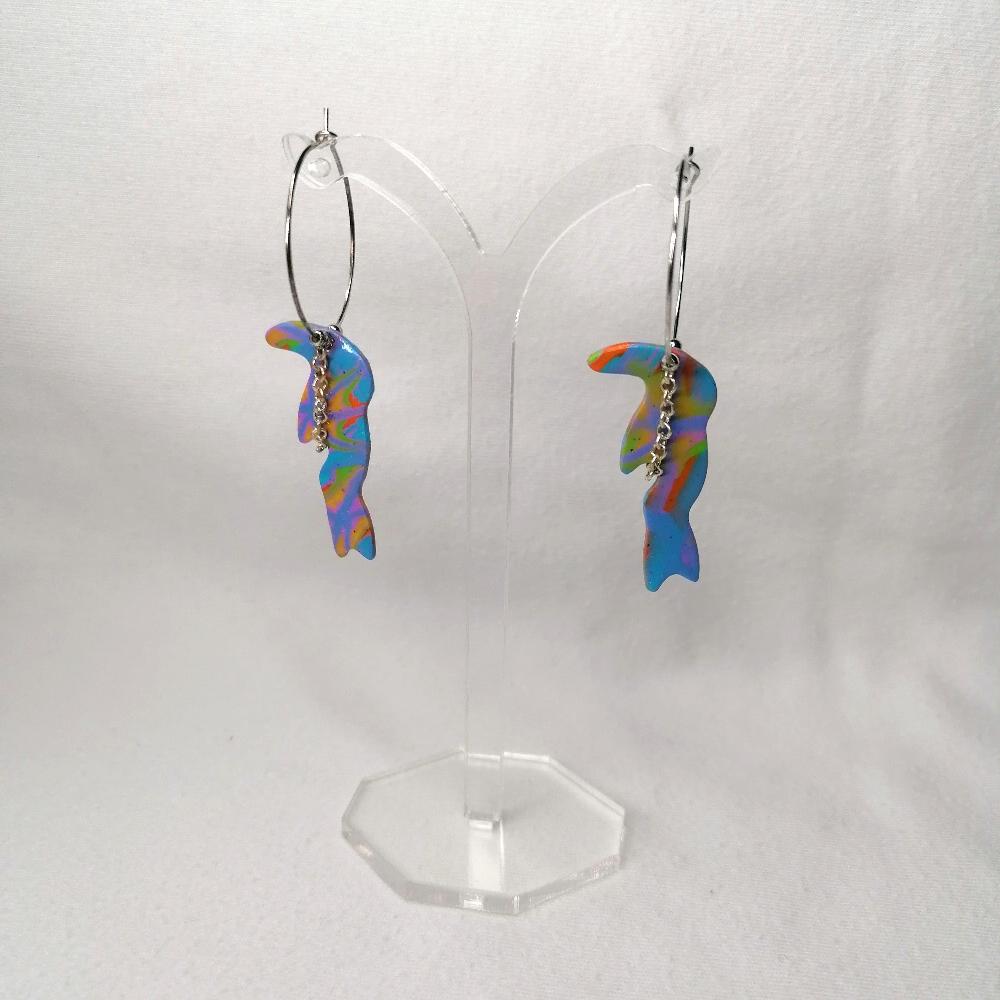 Boucle d'oreille _ "Pétillantes" Bleu Toucan d