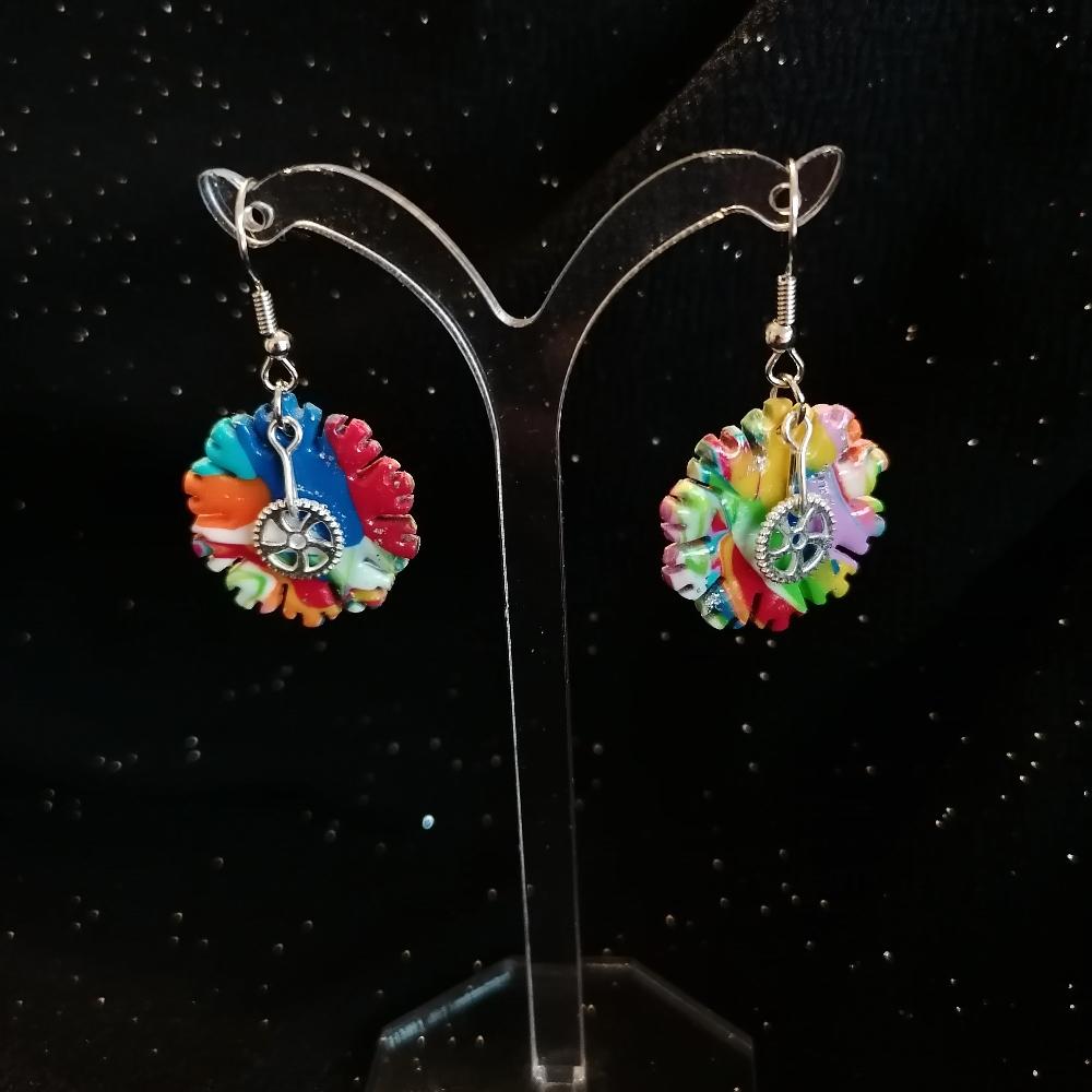 Boucle d'oreille _ "Pétillantes" Multi 1b