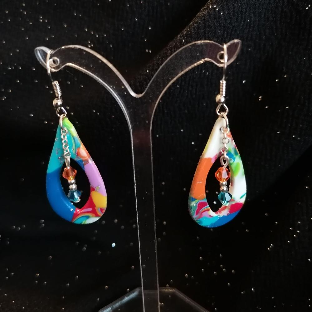 Boucle d'oreille _ "Pétillantes" Multi 2b