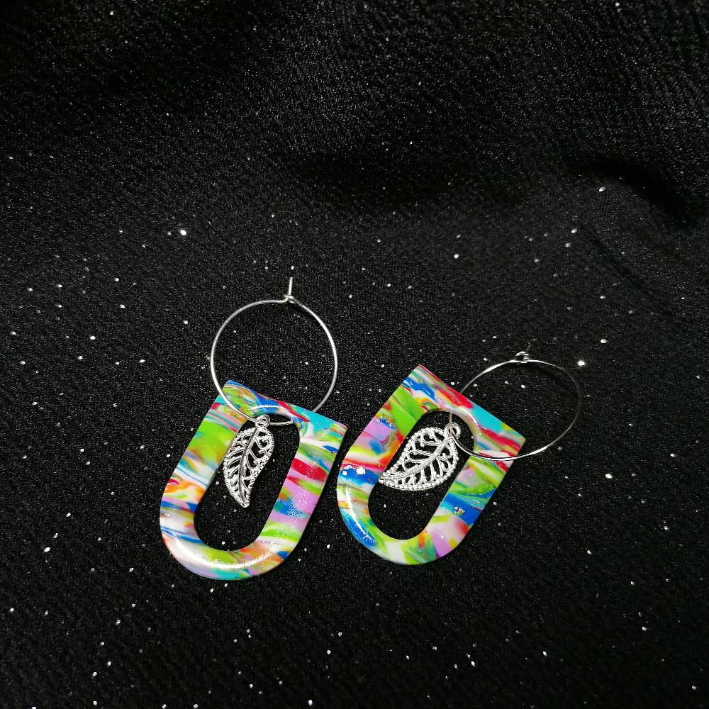 Boucle d'oreille _ "Pétillantes" Multi 3d