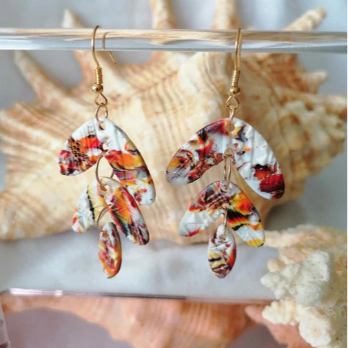 Boucles d'oreilles en pâte polymère faites main _Terre de Feu – Bizou Fé Min