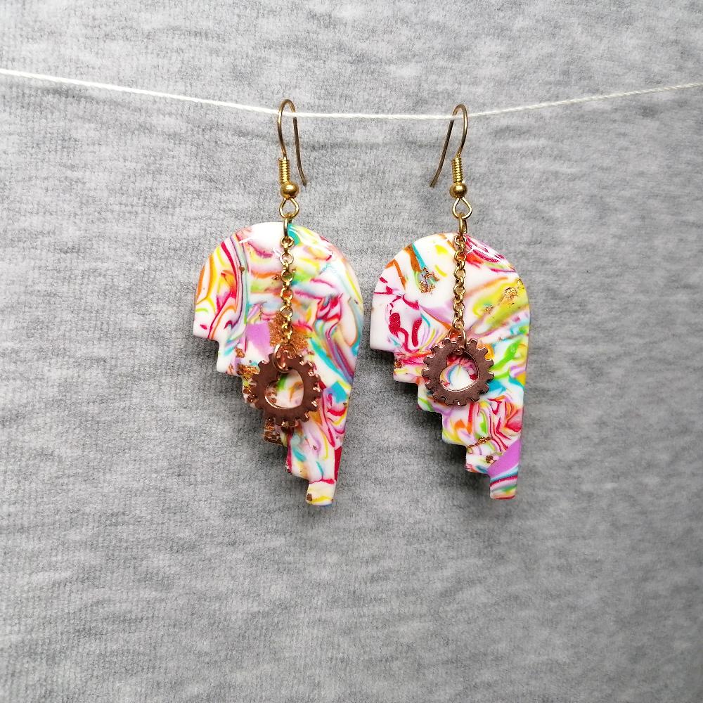 Boucle d'oreille _ "Arc en Ciel Touch" 7b