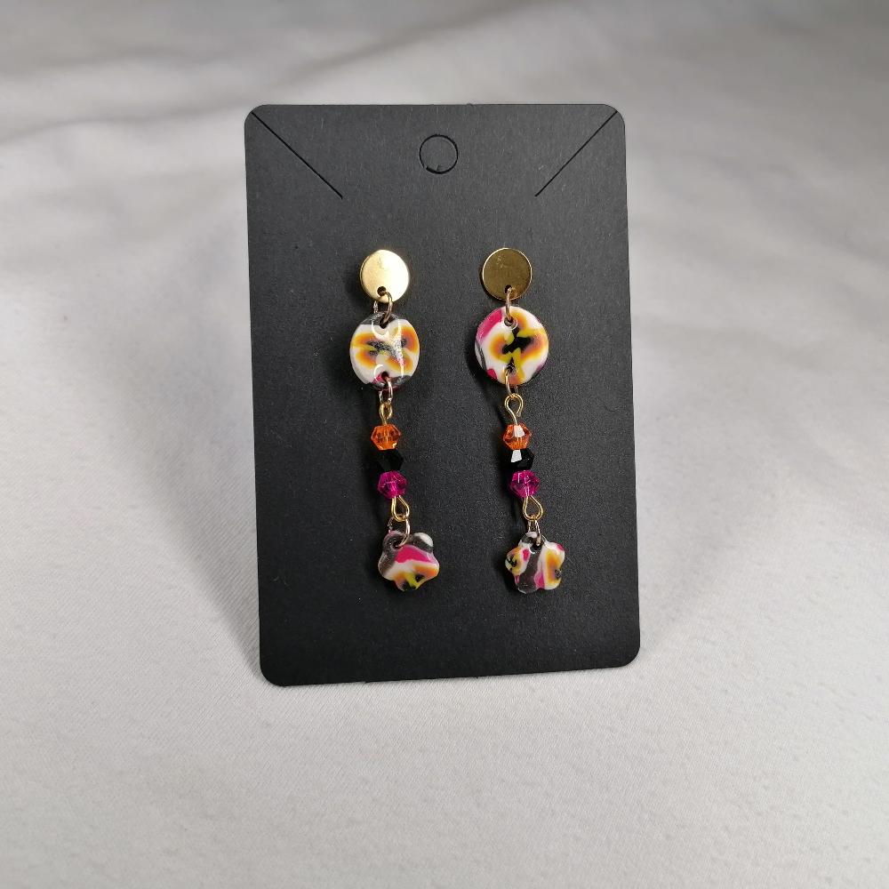 Boucle d'oreille _ "Lipstick Polychrome" 14b
