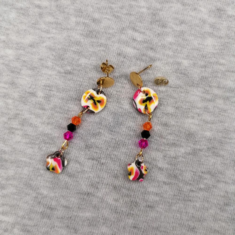 Boucle d'oreille _ "Lipstick Polychrome" 14c
