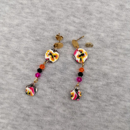 Boucle d'oreille _ "Lipstick Polychrome" 14c