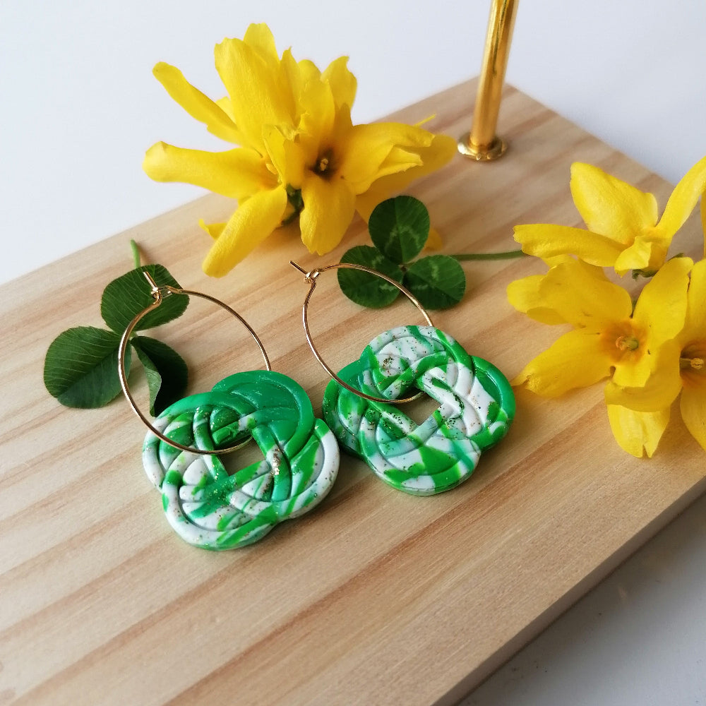 Boucle d'oreille polymère - Saint Patrick 10b