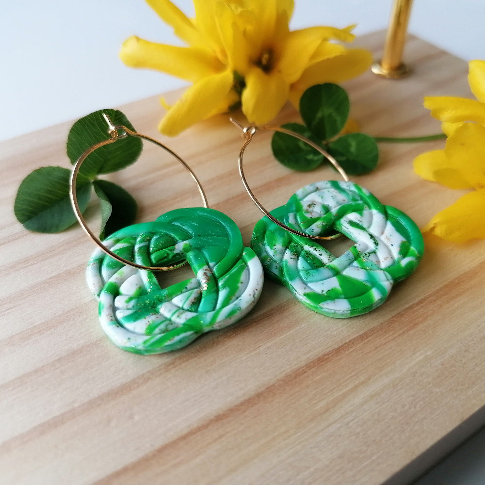 Boucle d'oreille polymère - Saint Patrick 10b