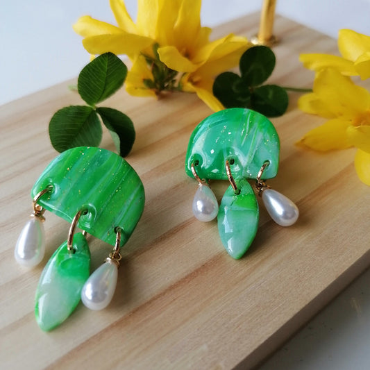 Boucle d'oreille polymère - Saint Patrick 21b