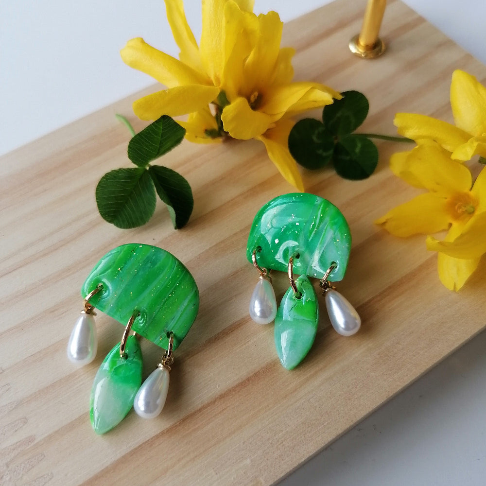 Boucle d'oreille polymère - Saint Patrick 21b