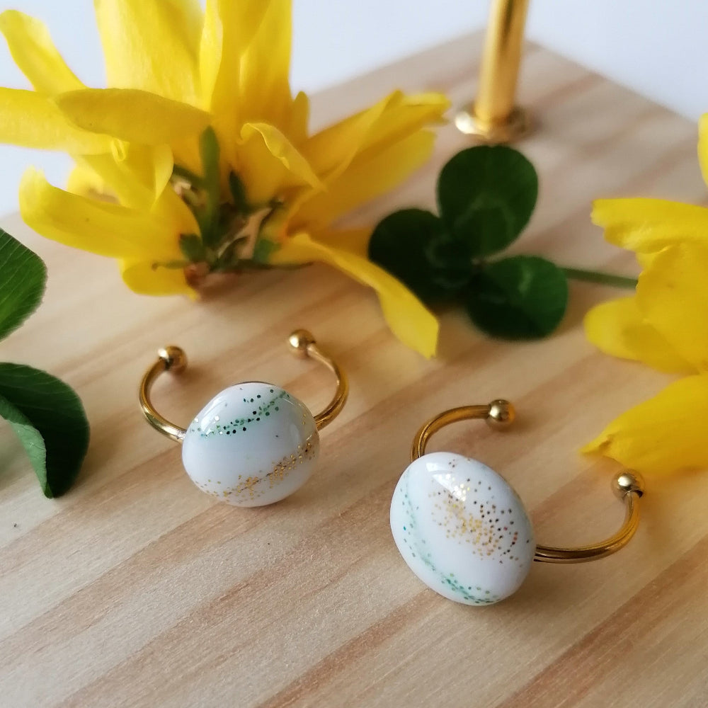 Bague ajustable polymère fait main - 1