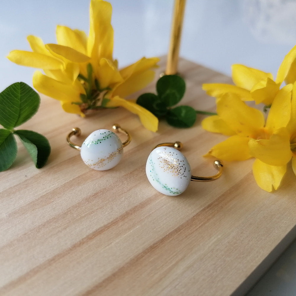 Bague ajustable polymère fait main - 1