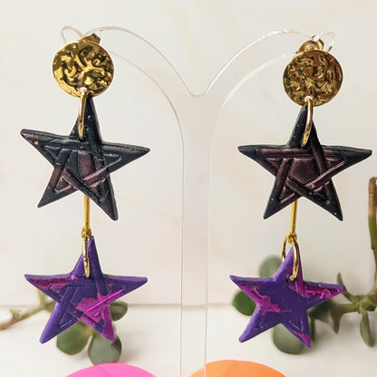 Boucle d'oreille _ "Magie Nocturne" _ Etoiles mystiques b