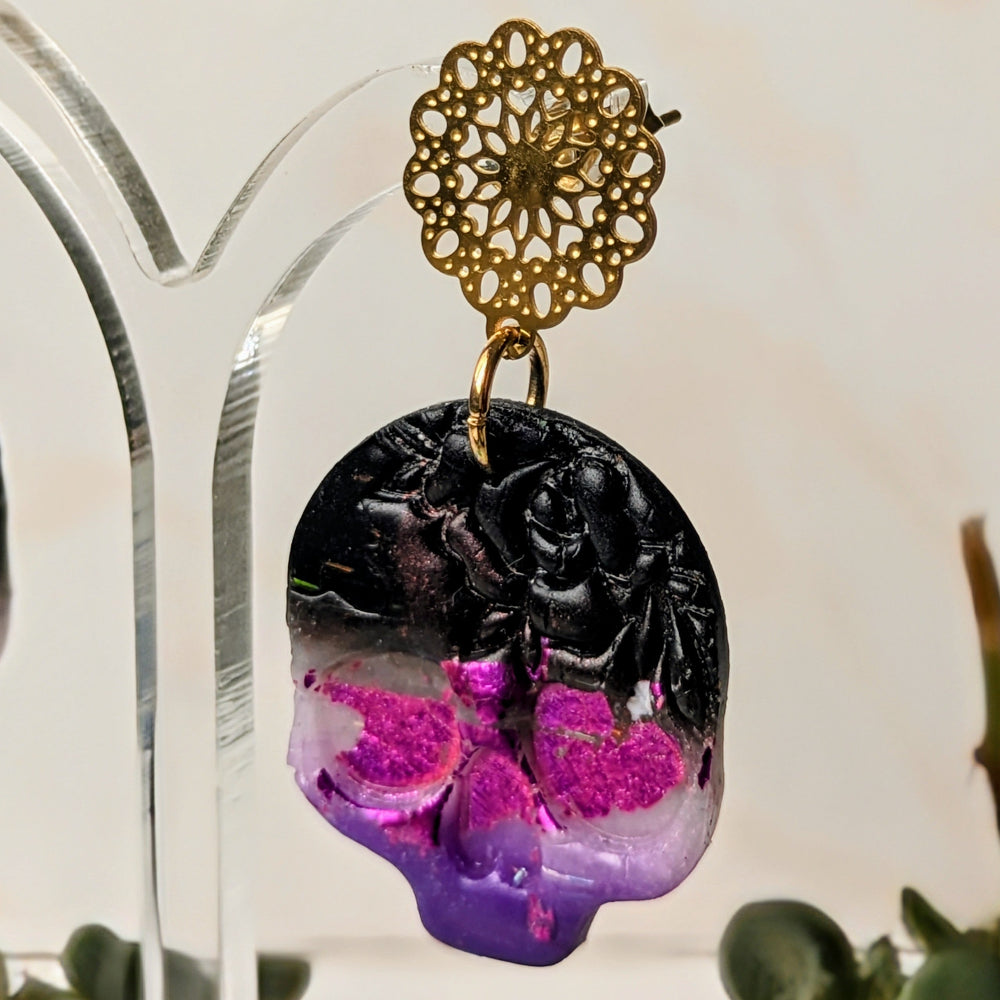 Boucle d'oreille _ "Magie Nocturne" _ Crâne Enchanté e