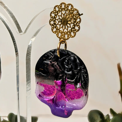 Boucle d'oreille _ "Magie Nocturne" _ Crâne Enchanté e