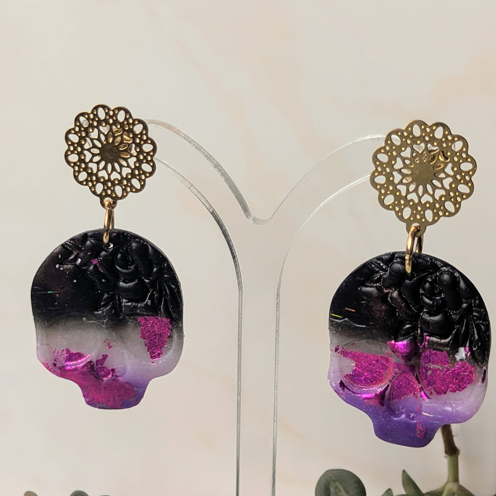 Boucle d'oreille _ "Magie Nocturne" _ Crâne Enchanté b