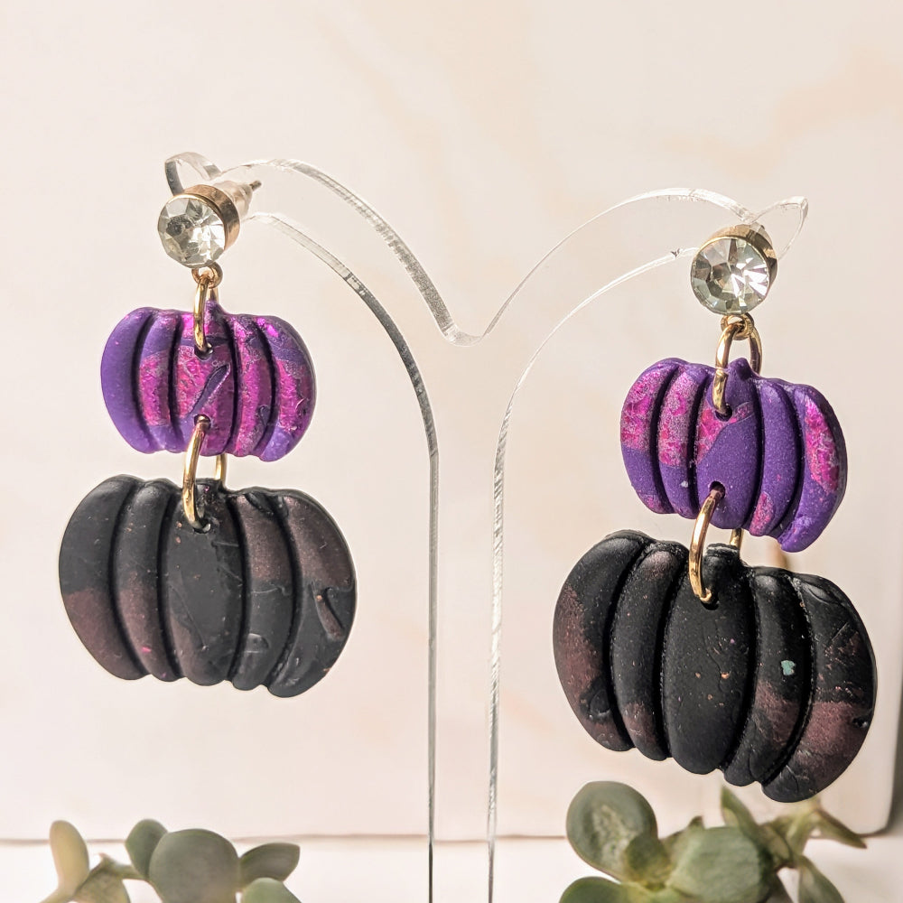 Boucle d'oreille _ "Magie Nocturne" _ Citrouilles Éclipses b