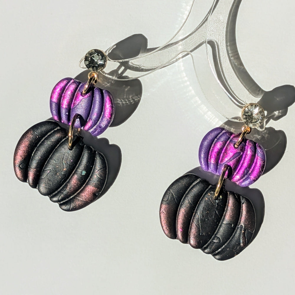 Boucle d'oreille _ "Magie Nocturne" _ Citrouilles Éclipses e