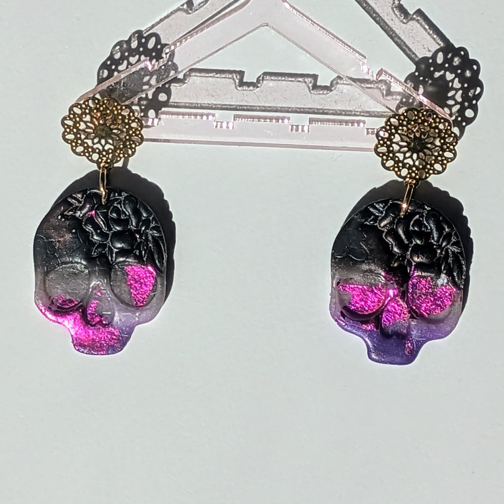 Boucle d'oreille _ "Magie Nocturne" _ Crâne Enchanté f