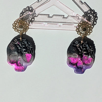 Boucle d'oreille _ "Magie Nocturne" _ Crâne Enchanté f