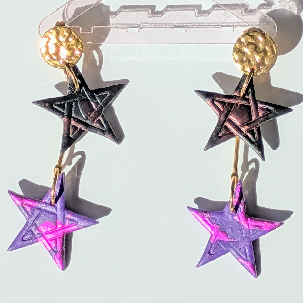 Boucle d'oreille _ "Magie Nocturne" _ Etoiles mystiques f