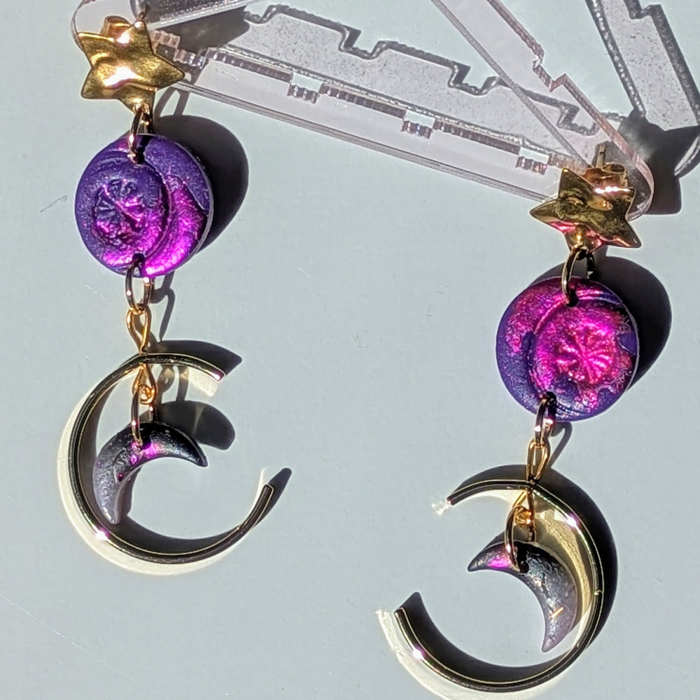 Boucle d'oreille _ "Magie Nocturne" _ Eclats de Lune f