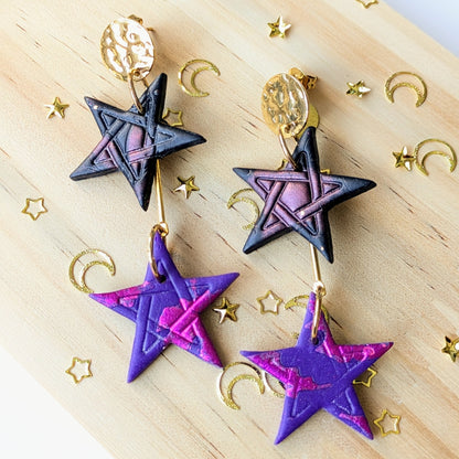 Boucle d'oreille _ "Magie Nocturne" _ Etoiles mystiques d