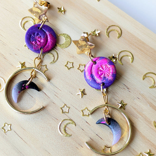Boucle d'oreille _ "Magie Nocturne" _ Eclats de Lune a