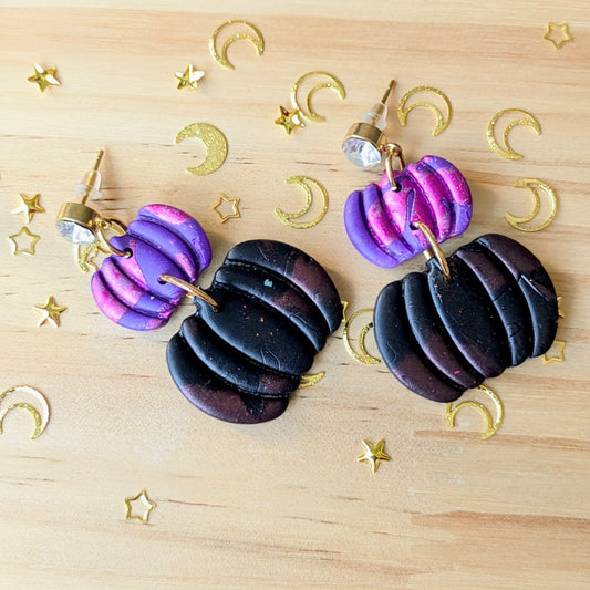 Boucle d'oreille _ "Magie Nocturne" _ Citrouilles Éclipses a