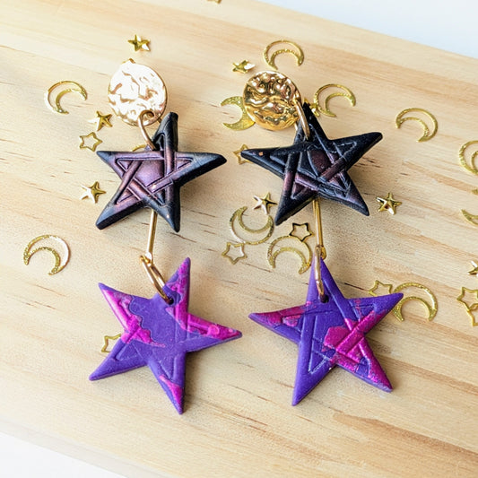 Boucle d'oreille _ "Magie Nocturne" _ Etoiles mystiques a